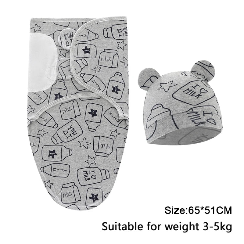 Premier Newborn Swaddle Wrap Organic Cotton with Cap – Baby Cocoon Blanket 0-6 Months Old