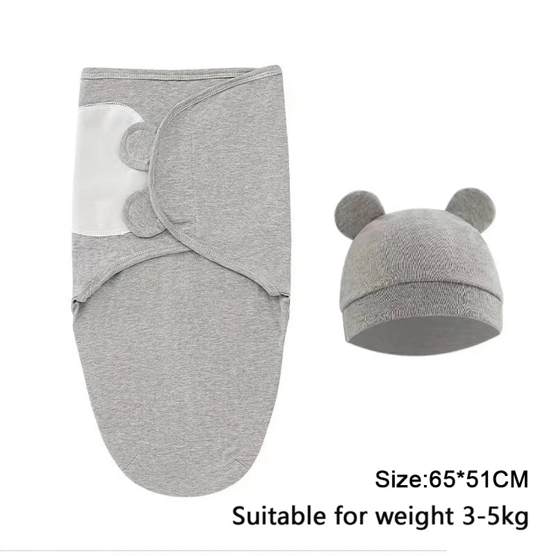 Premier Newborn Swaddle Wrap Organic Cotton with Cap – Baby Cocoon Blanket 0-6 Months Old