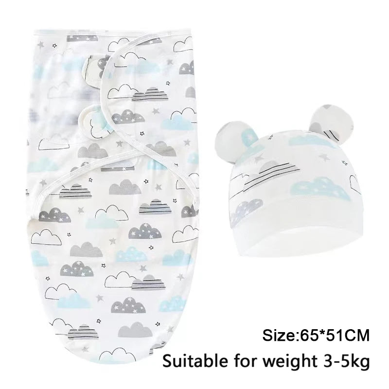 Premier Newborn Swaddle Wrap Organic Cotton with Cap – Baby Cocoon Blanket 0-6 Months Old