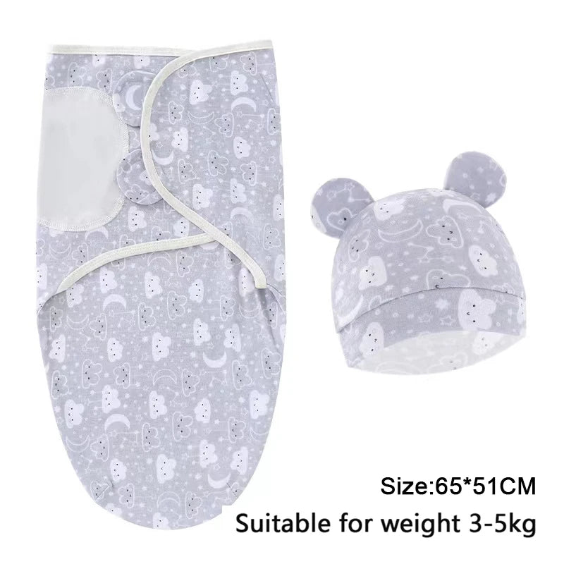 Premier Newborn Swaddle Wrap Organic Cotton with Cap – Baby Cocoon Blanket 0-6 Months Old