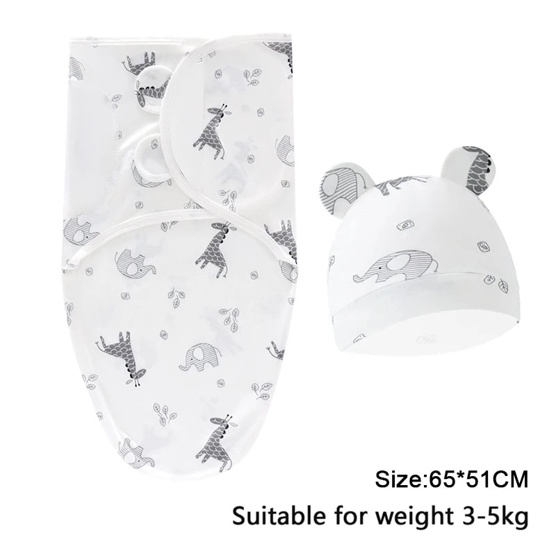 Premier Newborn Swaddle Wrap Organic Cotton with Cap – Baby Cocoon Blanket 0-6 Months Old