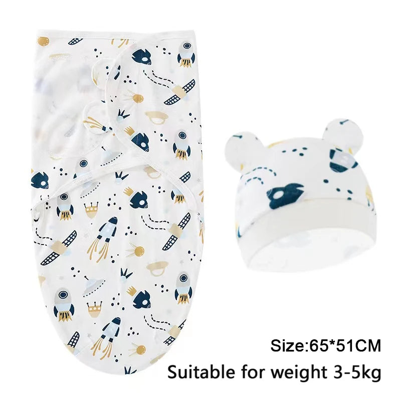Premier Newborn Swaddle Wrap Organic Cotton with Cap – Baby Cocoon Blanket 0-6 Months Old
