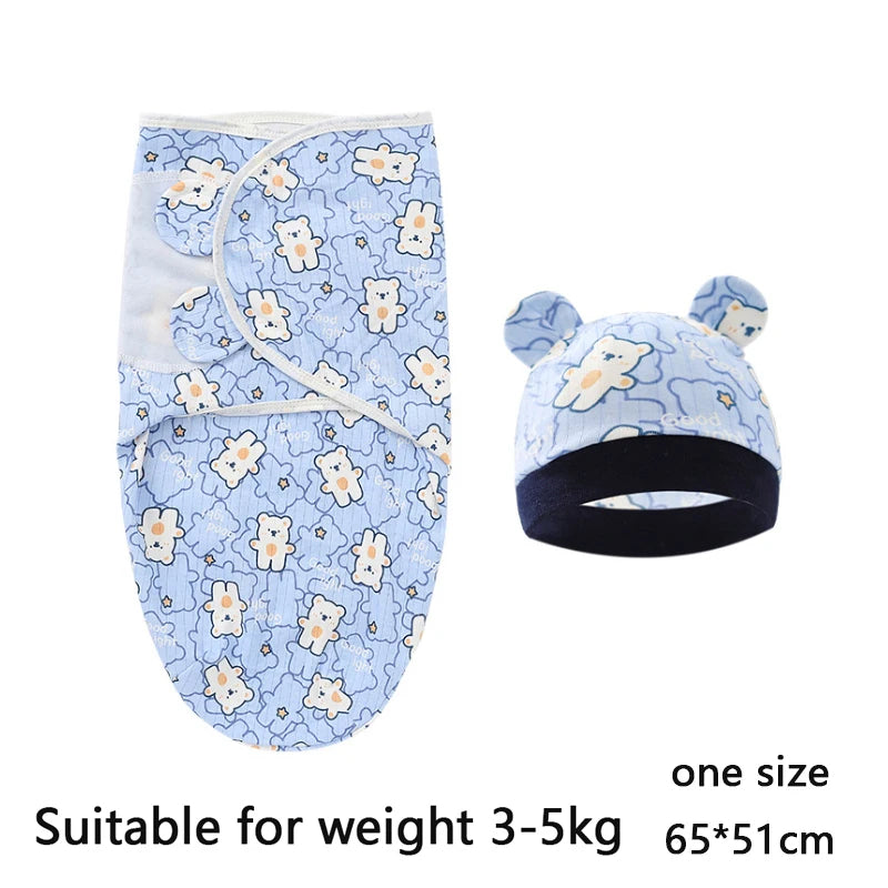 Premier Newborn Swaddle Wrap Organic Cotton with Cap – Baby Cocoon Blanket 0-6 Months Old