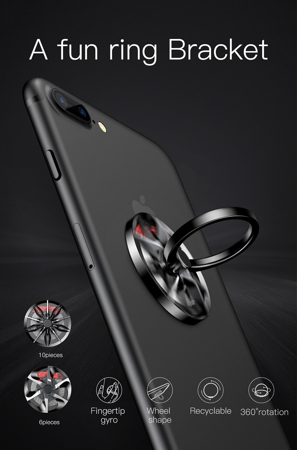 Mobile Phone Ring Gyro Spinner With Ant-fall Bracket
