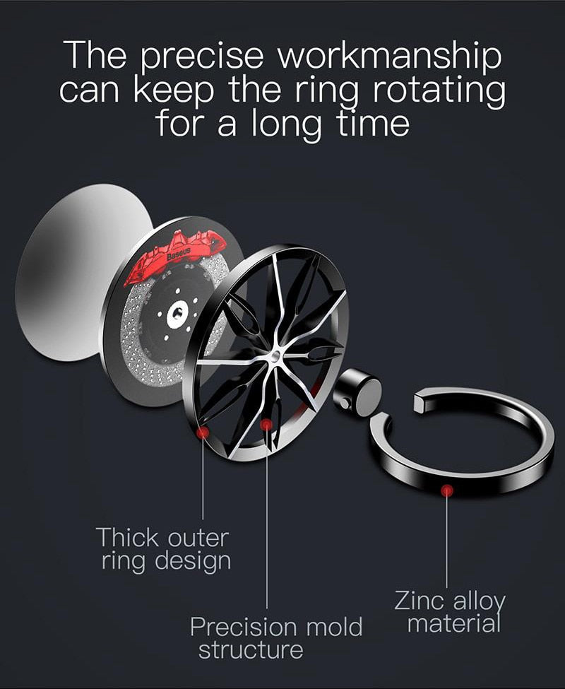 Mobile Phone Ring Gyro Spinner With Ant-fall Bracket