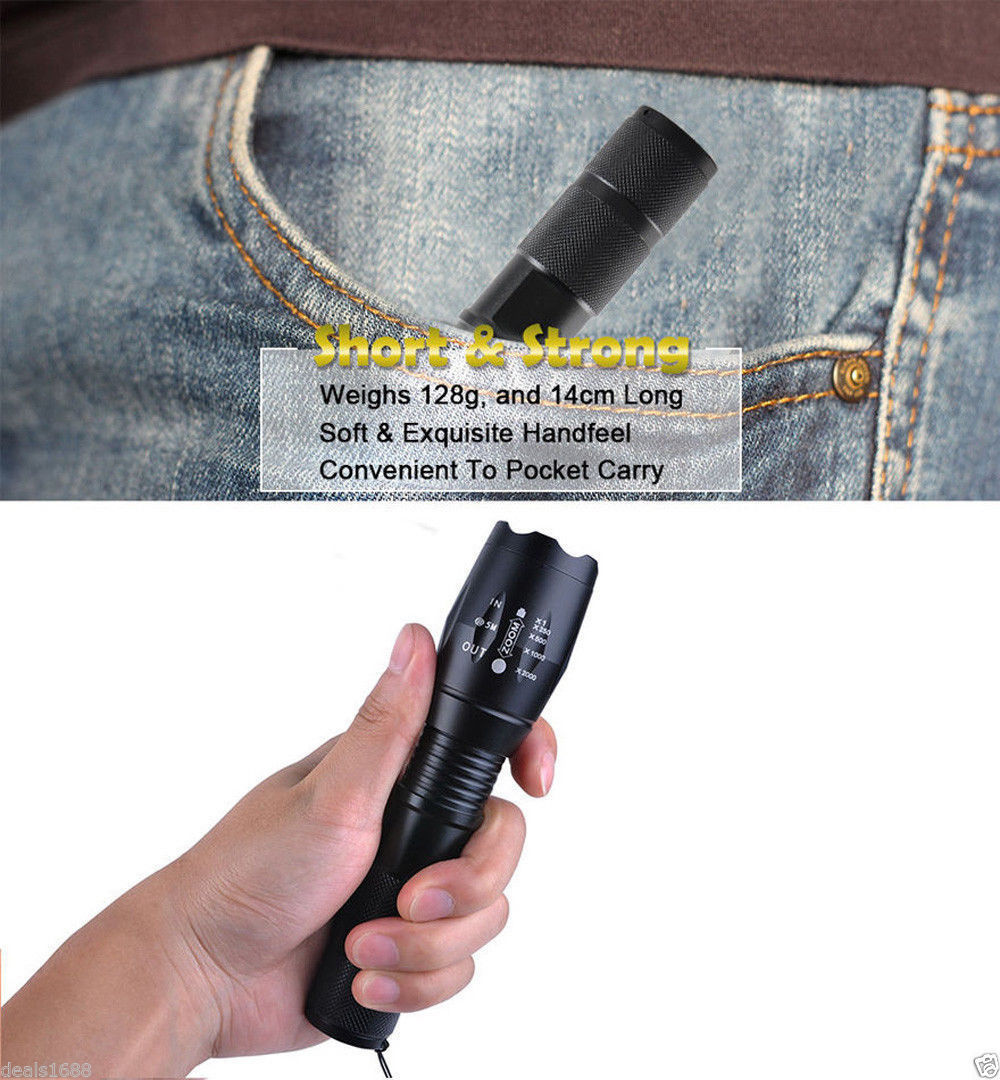 SUPER DUPER POWERFUL 10000 Lumens Zoomable Tactical Military LED Flashlight Torch