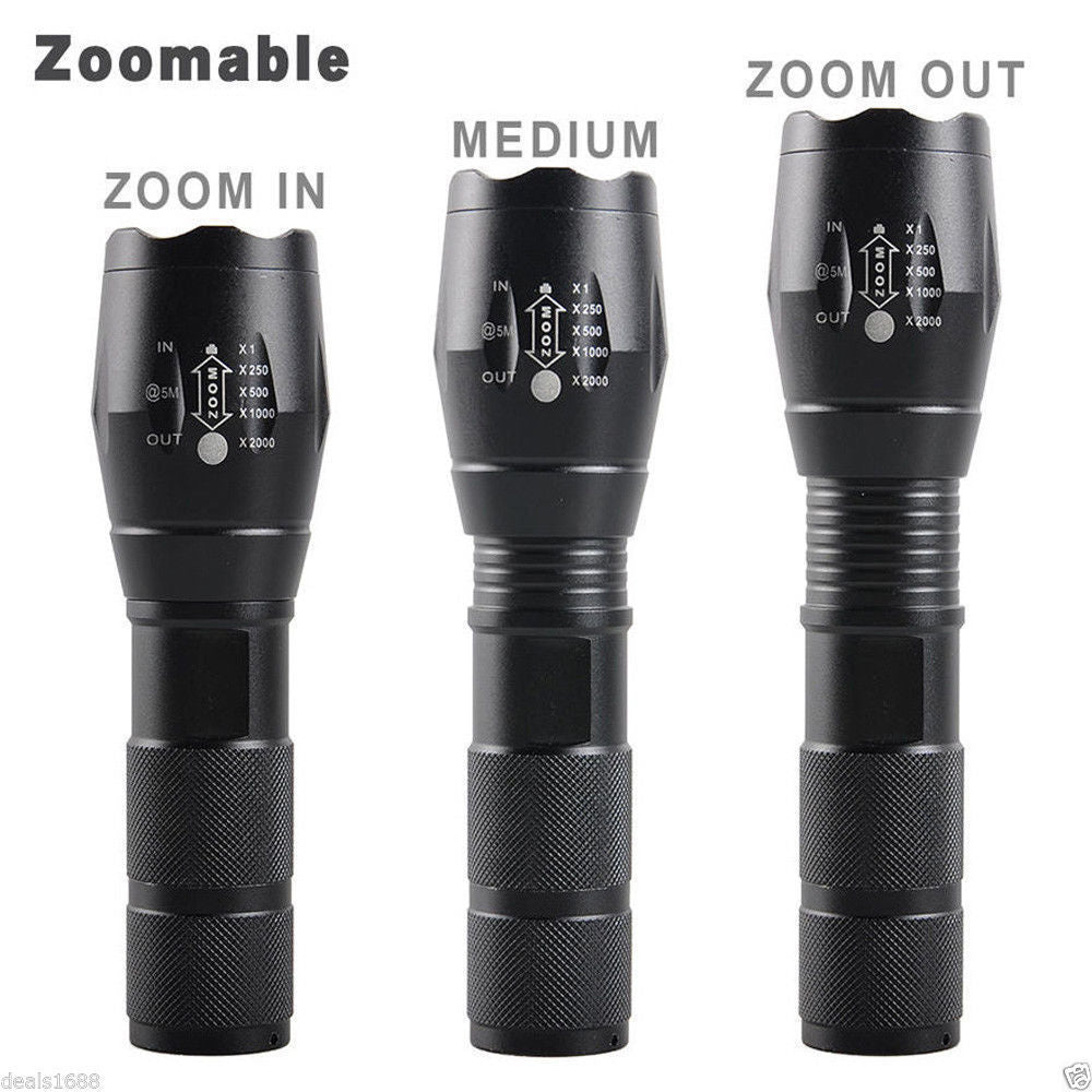 SUPER DUPER POWERFUL 10000 Lumens Zoomable Tactical Military LED Flashlight Torch
