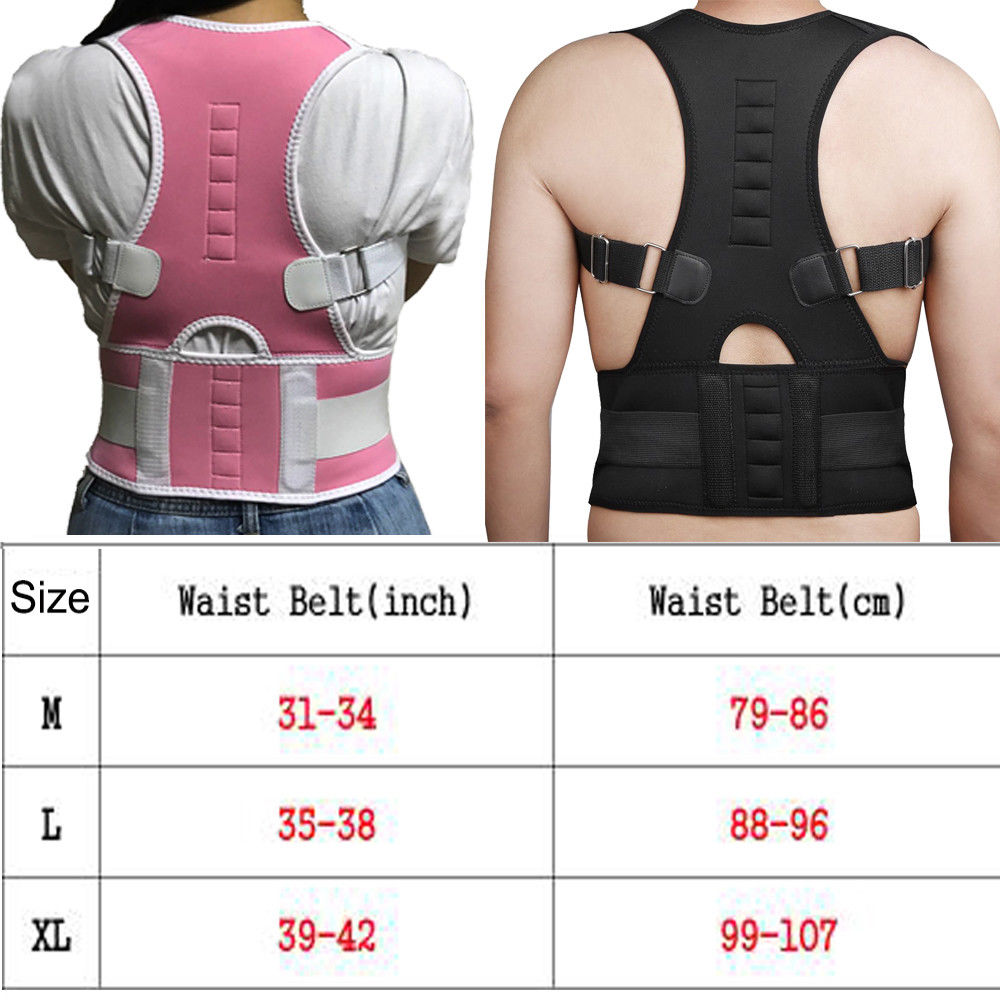 Magnetic Therapy Posture Corrector Support Back Shoulder Brace Belt UNISEX