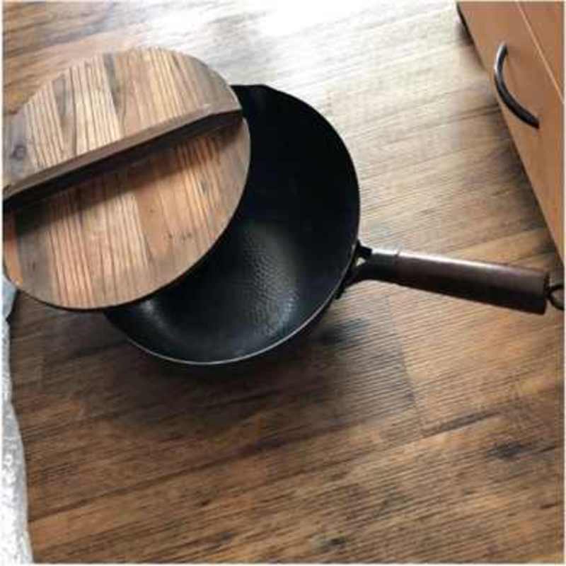Professional Hand Hammered Chinese Cast Iron Non Stick Wok Carbon Steel Reinforced Pan