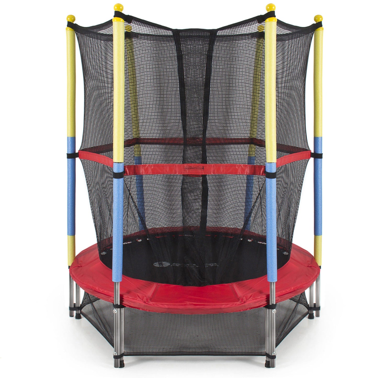 55" Round Kids Mini Trampoline w/ Enclosure Net Pad Rebounder Outdoor Exercise