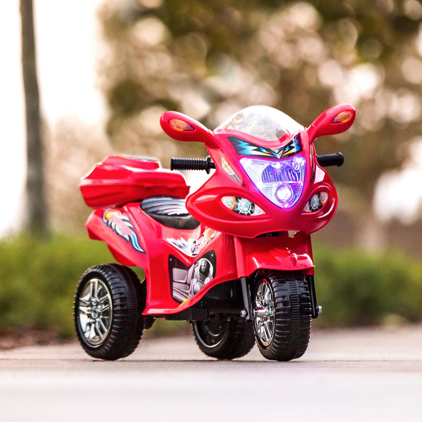 Cool Ride  3-Wheel Motorcycle For Kids - LIGHTS, MUSIC, HORN, STORAGE.