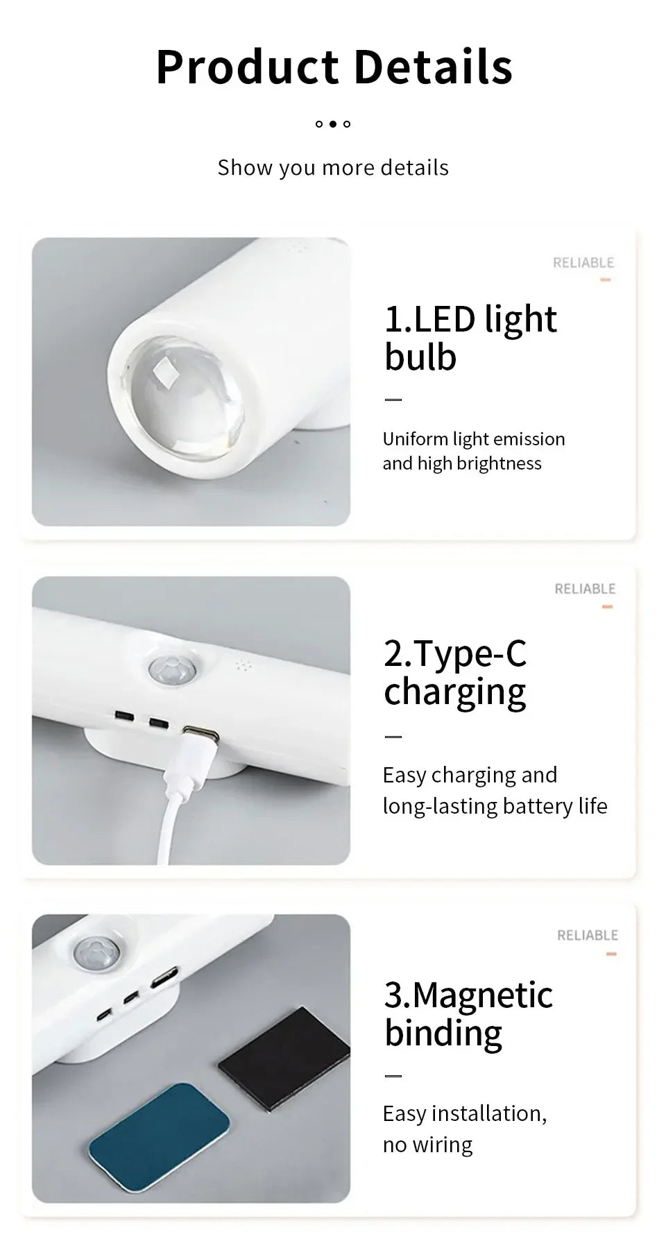 Motion Sensor Night Light – Indoor & Outdoor Sconce Diffused Lighting Lamp (Battery Operated, RGB LED)