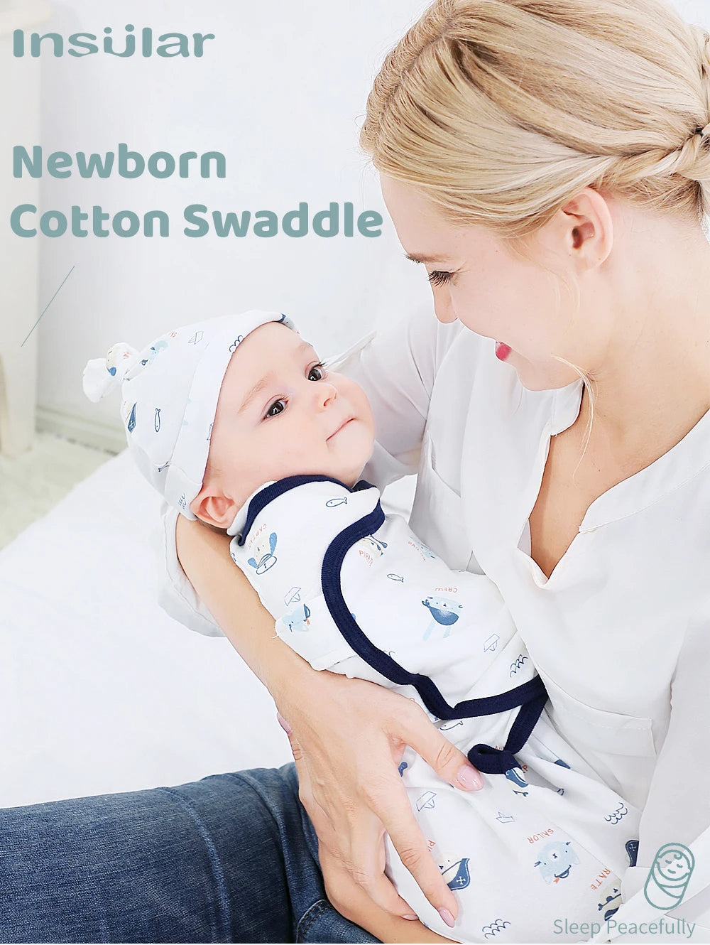 Premier Newborn Baby Cocoon Swaddle Wrap – 100% Organic Cotton Muslin Blankets | Suitable for 4 Seasons
