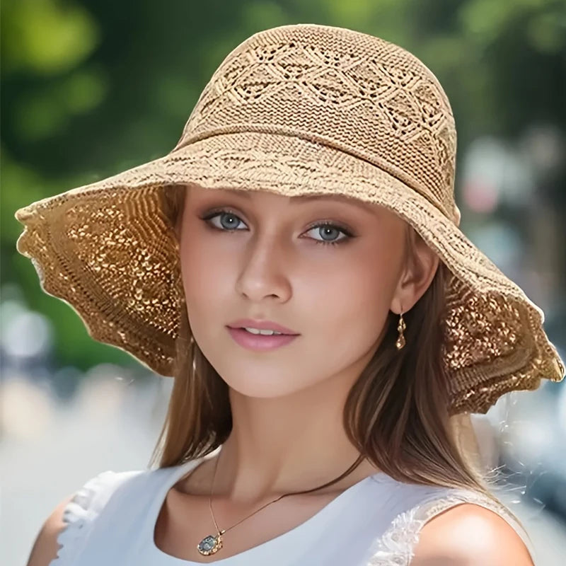 Womens Wide Brim Sun Hat – Straw Style Elegance for Summer Comfort