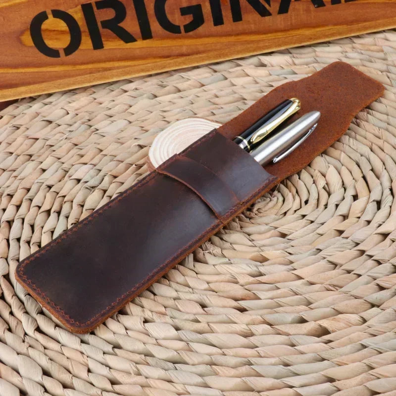 Protective Leather Pen Case – Slim Sleeve for Video Recording Pen, Audio Recorder, or Regular Pens