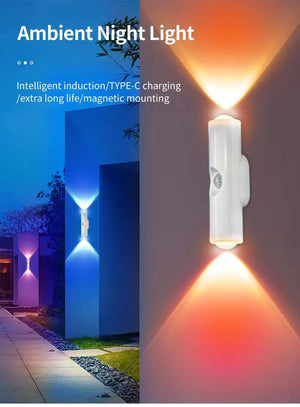 Motion Sensor Night Light – Indoor & Outdoor Sconce Diffused Lighting Lamp (Battery Operated, RGB LED)