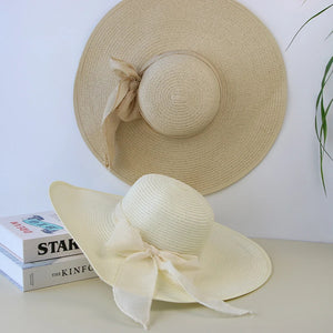 Womens Wide Brim Straw Bow Sun Hat – Lightweight, Breathable & Summer Ready