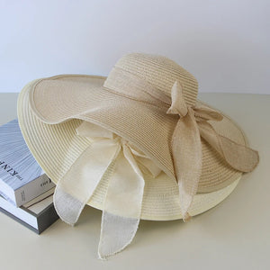 Womens Wide Brim Straw Bow Sun Hat – Lightweight, Breathable & Summer Ready