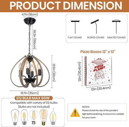 Farmhouse Rustic Retro Ceiling Light Chandelier
