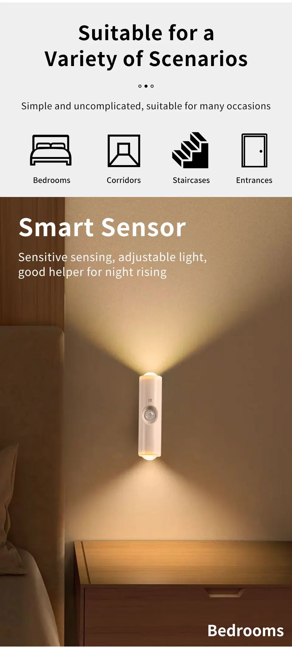 Motion Sensor Night Light – Indoor & Outdoor Sconce Diffused Lighting Lamp (Battery Operated, RGB LED)
