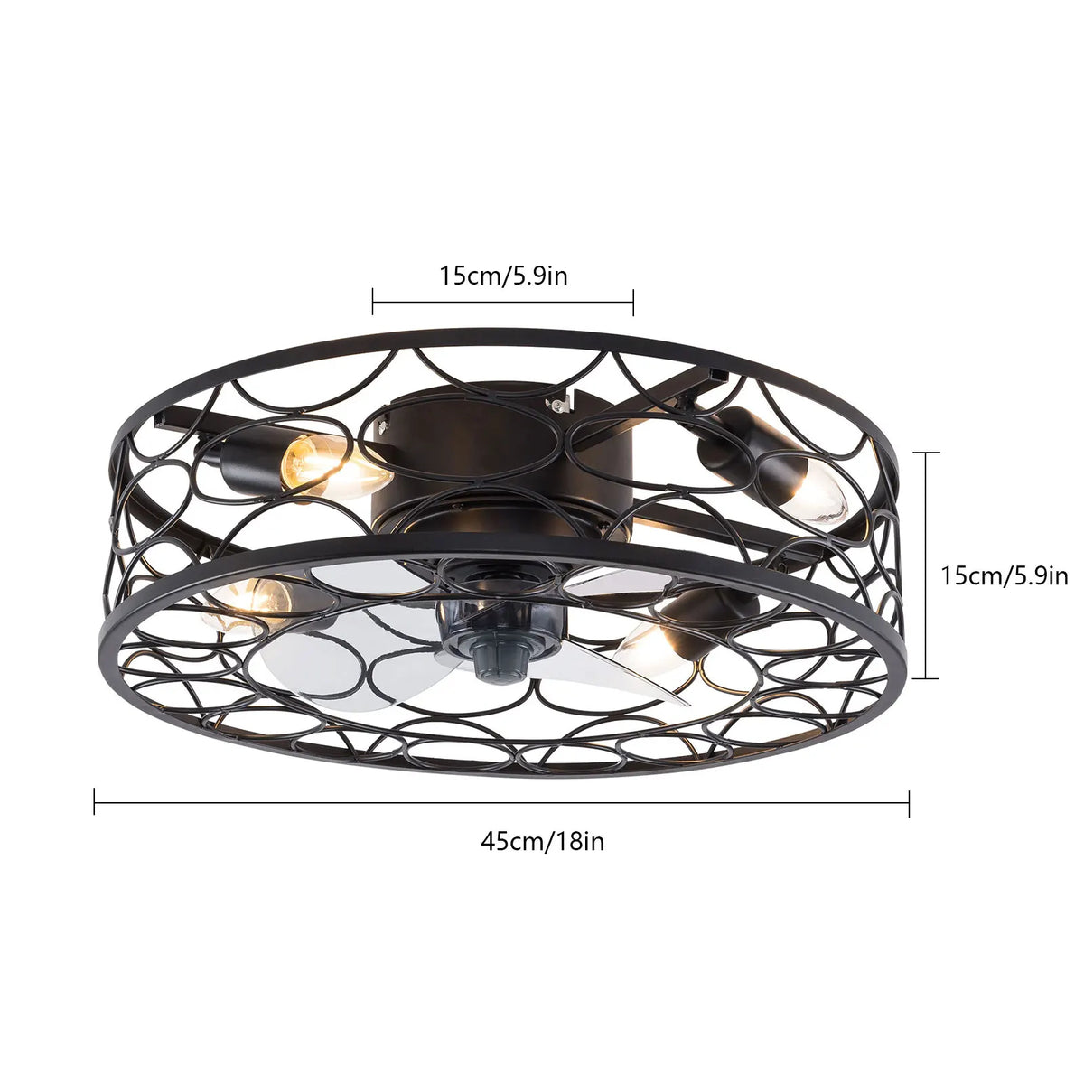 Industrial Farmhouse Ceiling Fan Light & Remote Caged Rustic Modern Enclosed Fan