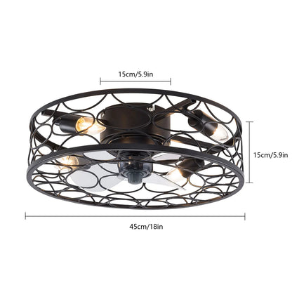 Industrial Farmhouse Ceiling Fan Light & Remote Caged Rustic Modern Enclosed Fan