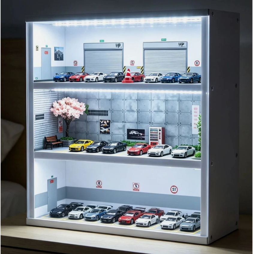 LED Simulation Garage 1/64 Scale Model&nbsp; Diecast Car Display Cast Car Storage