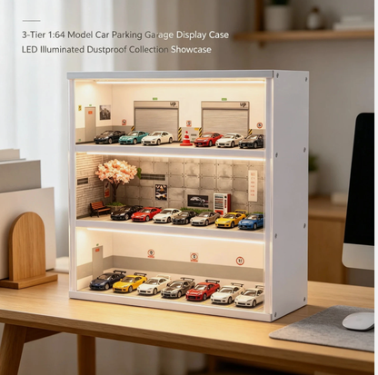 LED Simulation Garage 1/64 Scale Model&nbsp; Diecast Car Display Cast Car Storage