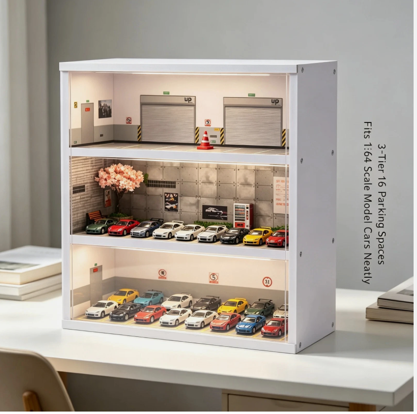 LED Simulation Garage 1/64 Scale Model&nbsp; Diecast Car Display Cast Car Storage