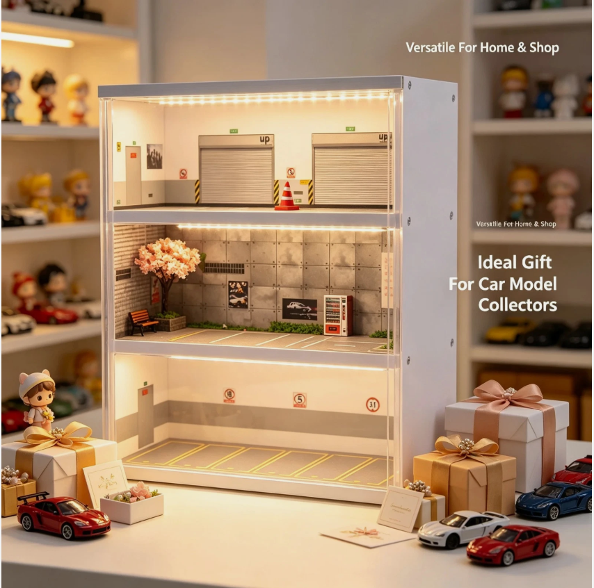 LED Simulation Garage 1/64 Scale Model&nbsp; Diecast Car Display Cast Car Storage
