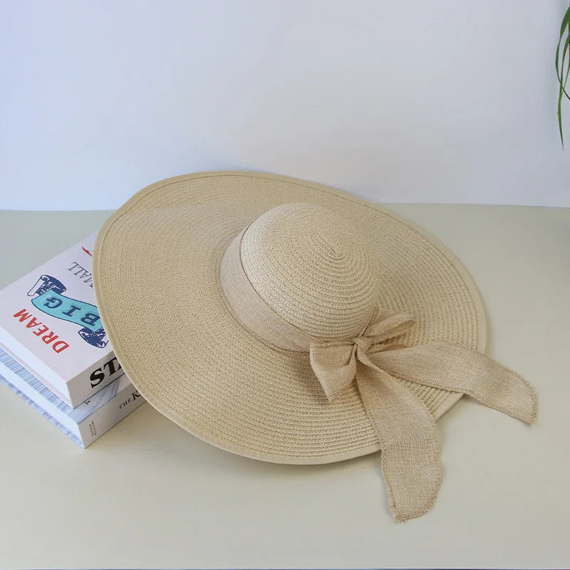 Womens Wide Brim Straw Bow Sun Hat – Lightweight, Breathable & Summer Ready