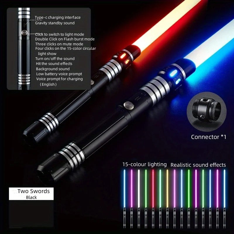 SithForge™ Black Full Metal 15 Color Star Wars Darth Maul DOUBLE Bladed Lightsaber Replica