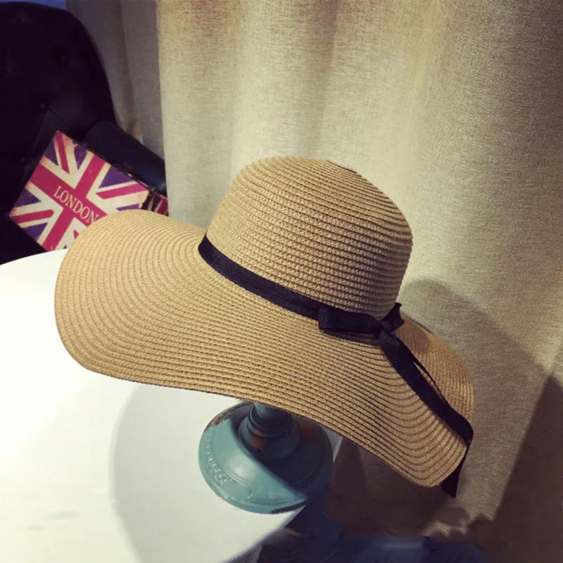 Womens Wide Brim Straw Bow Sun Hat – Lightweight, Breathable & Summer Ready