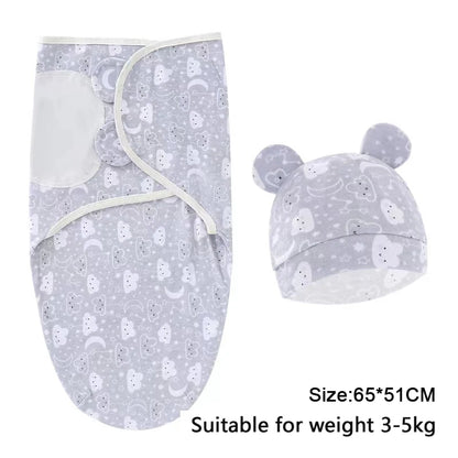 Premier Newborn Swaddle Wrap Organic Cotton with Cap – Baby Cocoon Blanket 0-6 Months Old