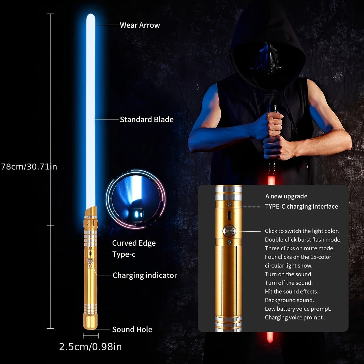 SithForge™ Black Full Metal 15 Color Star Wars Darth Maul DOUBLE Bladed Lightsaber Replica