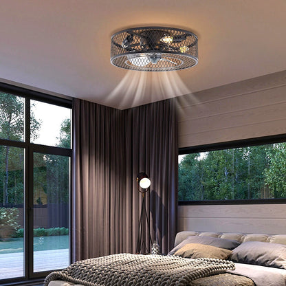 Farmhouse Industrial Caged Fan Pendant Light With Remote Control