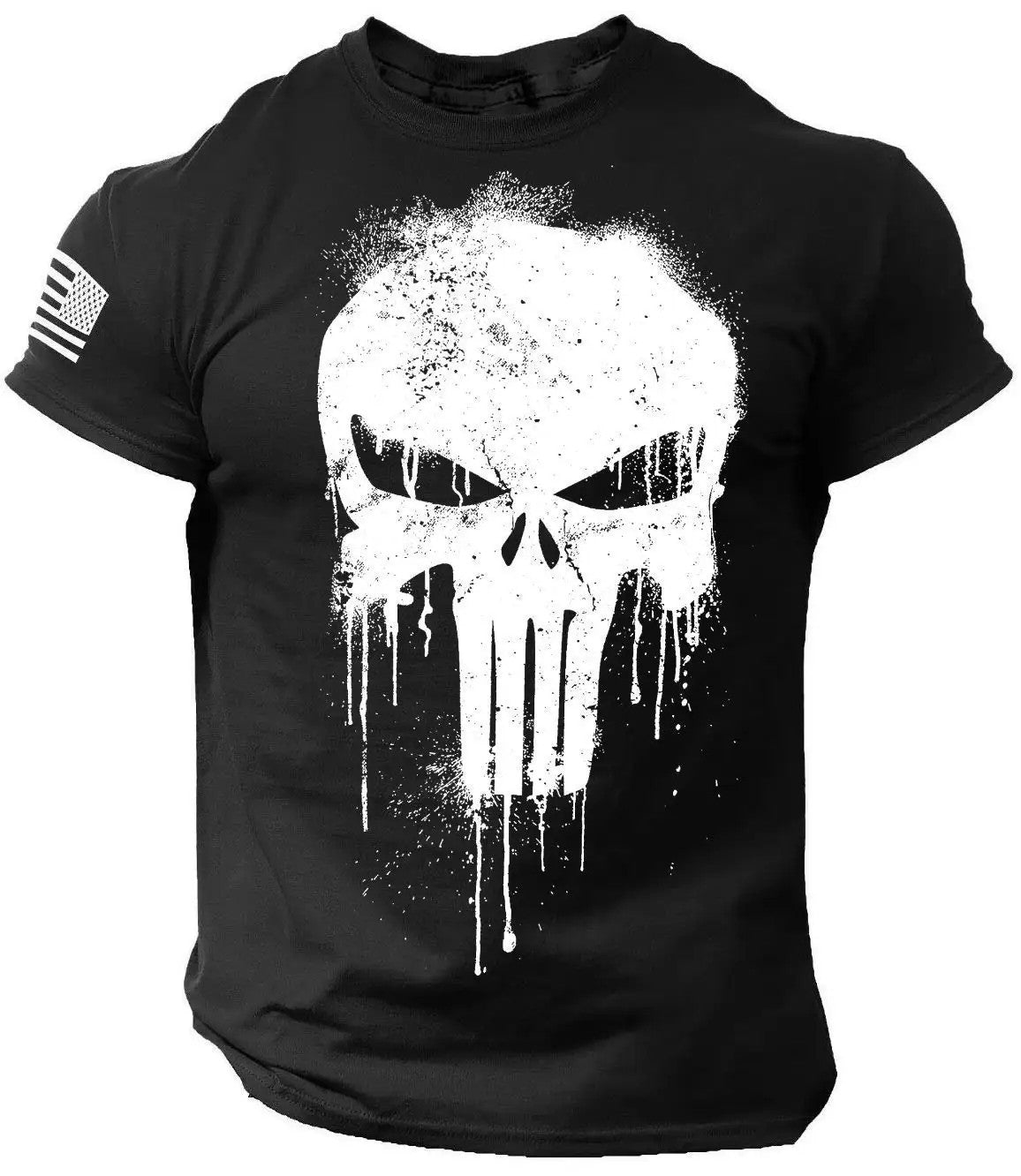 Cool The Punisher T-Shirt Mens Tee Military Skull Streetwear 3D Print Shirt