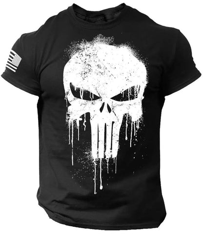 Cool The Punisher T-Shirt Mens Tee Military Skull Streetwear 3D Print Shirt