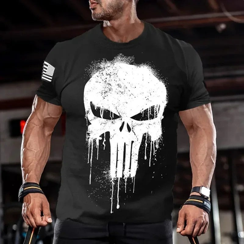Cool The Punisher T-Shirt Mens Tee Military Skull Streetwear 3D Print Shirt