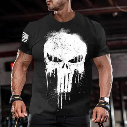 Cool The Punisher T-Shirt Mens Tee Military Skull Streetwear 3D Print Shirt