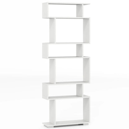 6 Tier Wooden Corner Bookshelf Bookcase Shelves Storage Rack Display Shelves