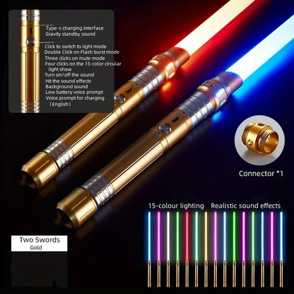 SithForge™ Black Full Metal 15 Color Star Wars Darth Maul DOUBLE Bladed Lightsaber Replica