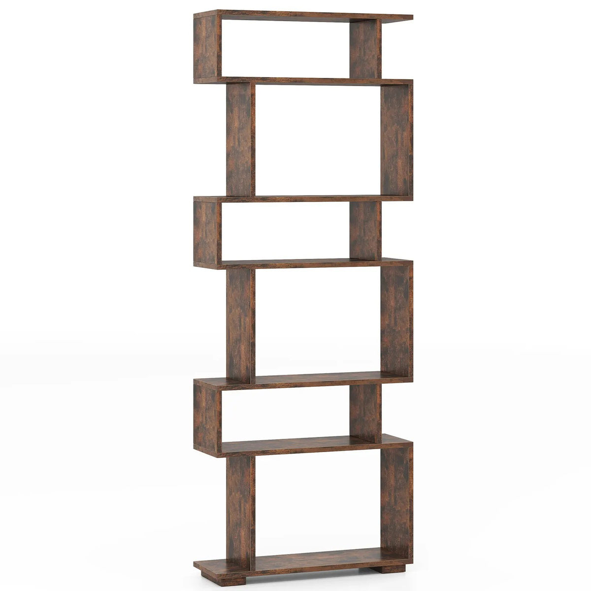 6 Tier Wooden Corner Bookshelf Bookcase Shelves Storage Rack Display Shelves