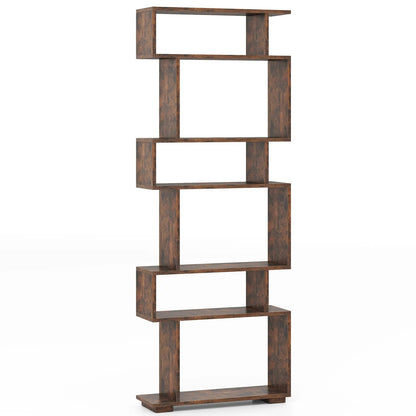 6 Tier Wooden Corner Bookshelf Bookcase Shelves Storage Rack Display Shelves