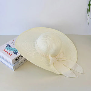 Womens Wide Brim Straw Bow Sun Hat – Lightweight, Breathable & Summer Ready