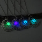 Crescent Moon Necklace Glow Stone Half Moon Necklace Pendant Jewelry Charm