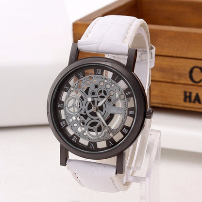 Mens Fashion Business Skeleton Engraved Watch