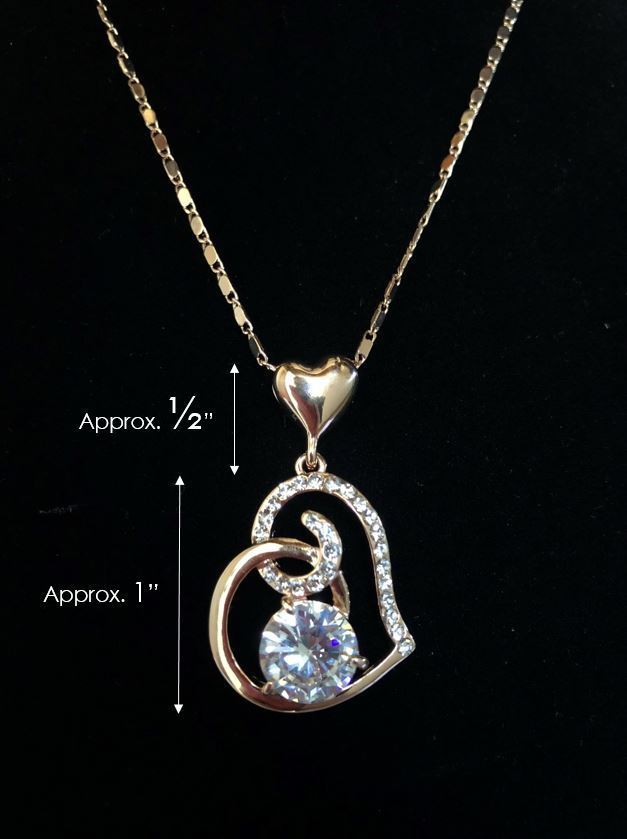 Womens Love Heart Chain Necklace Crystal 18K Rose Gold Plated Swarovski Fashion