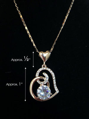 Womens Love Heart Chain Necklace Crystal 18K Rose Gold Plated Swarovski Fashion
