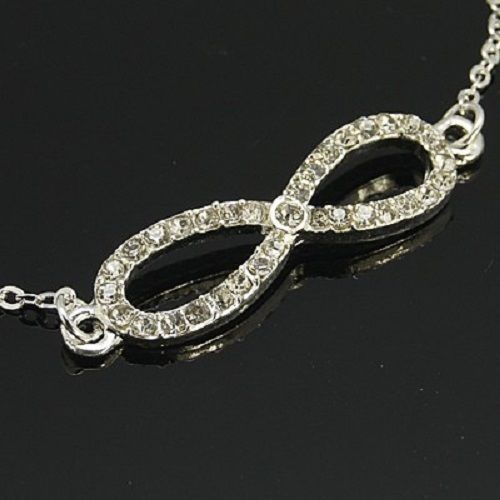 Pretty Silver Rhinestone Infinity Symbol Bracelet
